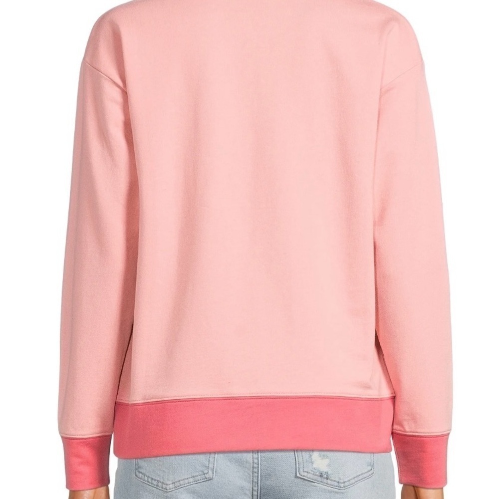 Time and Tru Women's Quarter Zip Sweatshirt Color Block Pink Women’s Size Large - Picture 3 of 11